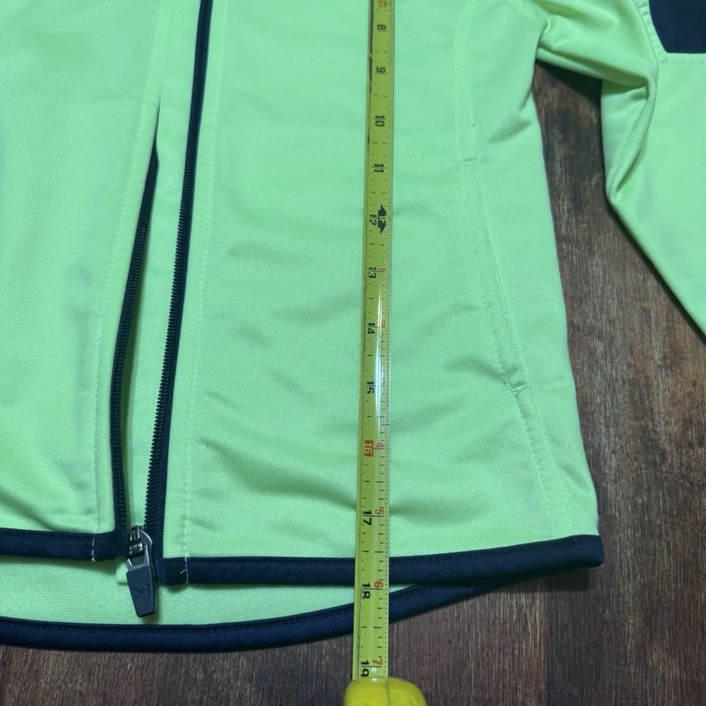 Under Armour‎ Track Jacket Boys Size 6. Neon Green Blue Sleeves Full zip